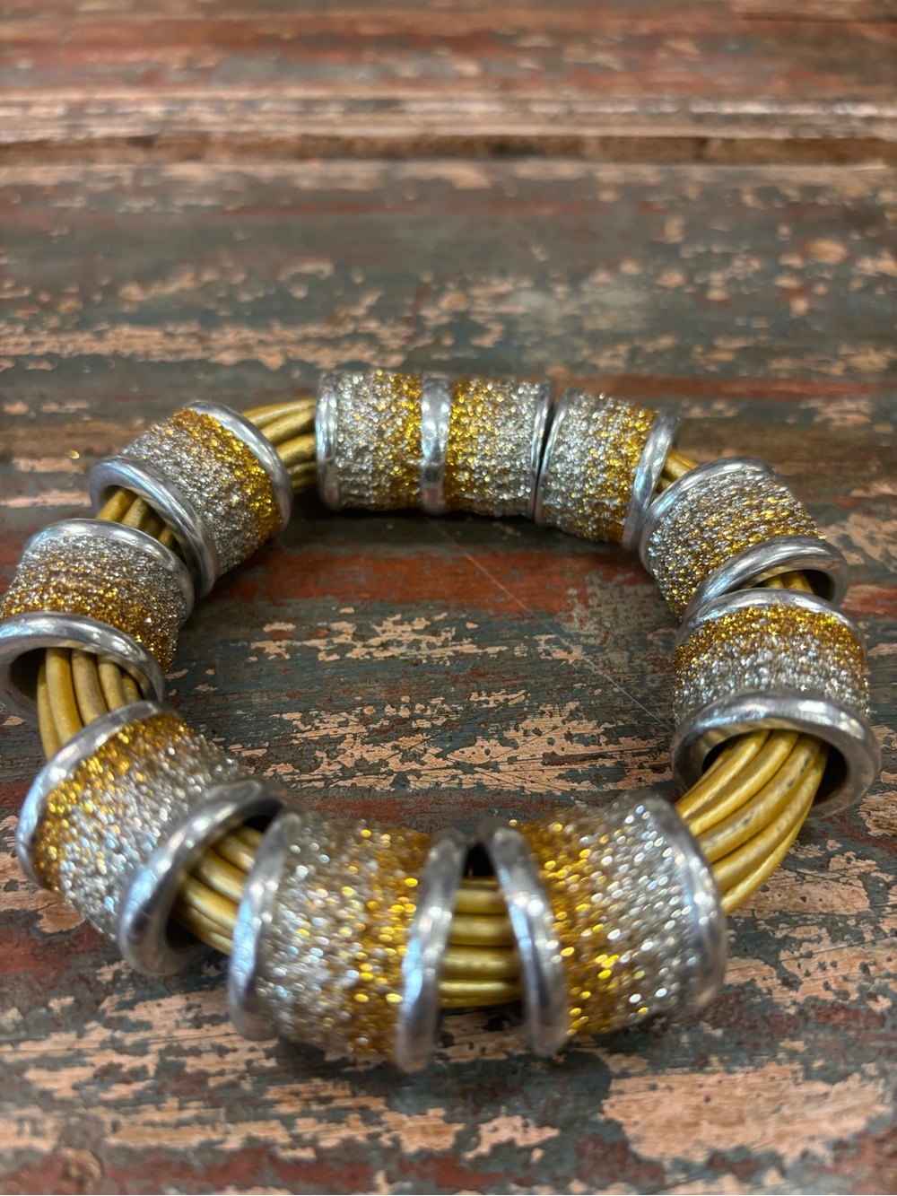 Gold and Silver Crystal Cable Bracelet